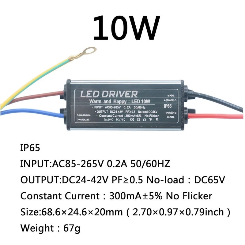 سائق LED 10W 300mA IP65 مزود طاقة مقاوم للماء محول لإنارة الفيض DIY إضاءة - Image 2